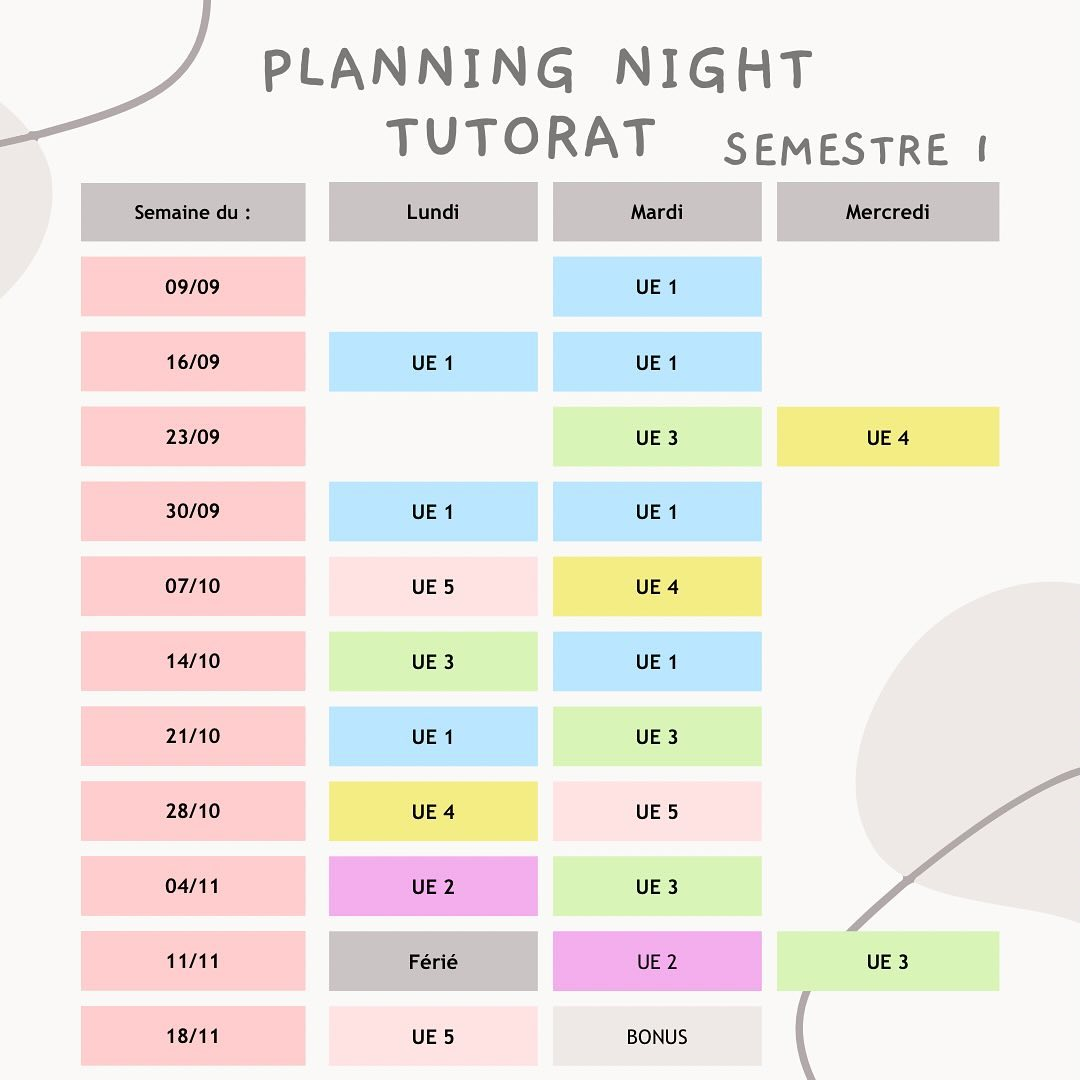 Planning des NT S1